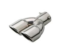 Embout Echappement Acier inoxydable deux tuyaux d'échappement tuyau d'échappement gorge Oblique Double bouche droite modifiée bleu argent Double D'échappement Tip Tail Throat(Direct silver)