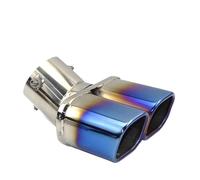Embout Echappement Embout Buse Silencieux D'échappement En Acier Inoxydable, Extrémité Carrée Universelle Pour Voiture, Un Changement, Deux Doubles, 60MM 75MM(Bending blue 75MM)