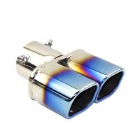 Embout Echappement Embout Buse Silencieux D'échappement En Acier Inoxydable, Extrémité Carrée Universelle Pour Voiture, Un Changement, Deux Doubles, 60MM 75MM(Straight blue 75MM)