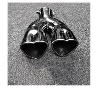 Embout Echappement Embout De Silencieux D'échappement Universel En Acier Inoxydable En Forme De Cœur Pour Voiture Double Entrée 60 Mm Tuyau Sortie Pot D'échappement(Black curved)