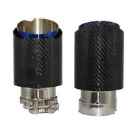 Embout Echappement Embout de tuyau d'échappement en Fiber de carbone brillant, buse universelle droite, pièces automobiles bleues en acier inoxydable D'échappement Tip Tail Throat(57mm-76mm)