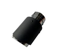 Embout Echappement Embout d'échappement de voiture unique, 1 pièce, tuyau en acier inoxydable argenté, en Fiber de carbone mat D'échappement Tip Tail Throat(ID 51MM-OD 89MM)