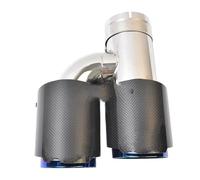 Embout Echappement Embout d'échappement droit en Fiber de carbone brillant, côté droit, en acier inoxydable, bleu, Style H, 1 pièce D'échappement Tip Tail Throat(51-101MM)