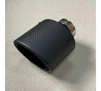 Embout Echappement Embouts D'échappement Ovales Inclinés En Fibre Carbone Mat 1 Pièce Système Silencieux Universel En Acier Inoxydable Noir Tuyau Sortie Pot D'échappement(76MM IN 115MM OUT)