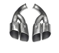 Embout Échappement For Cayenne 958 2015-2017 Square Exhaust Upgrade GTS Stainless Steel Black Muffler Nozzle Tip Tailpipe(Matte silver B)