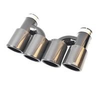 Embout Echappement Tuyau d'échappement automatique en Fiber de carbone noir brillant, 2 pièces, gauche et droite, en acier inoxydable, Double extrémité D'échappement Tip Tail Throat(63-76MM)