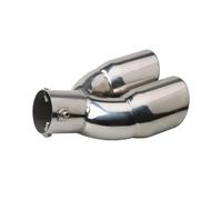 Embout Echappement Tuyau D'échappement en Acier Inoxydable One Out Two Gorge De Tuyau D'échappement Oblique Double Bouche Droite Modifiée Embouts Silencieux(Curved s)