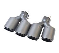 Embout Echappement Tuyau d'échappement universel en Fiber de carbone noir mat, 2 pièces, en acier inoxydable, noir, Double pointe automatique D'échappement Tip Tail Throat(51-76MM)
