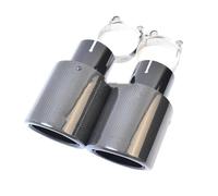 Embout Echappement Tuyaux d'échappement de voiture, extrémité arrière noire en carbone brillant, pointe de bride bouclée en acier inoxydable D'échappement Tip Tail Throat(60-101mm)