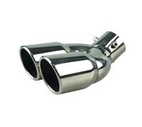 Embout Echappement Universal 63mm d'entrée de voiture double-tonneau d'échappement arrière la queue tuyau noire Titanium Sortie en acier inoxydable Accessoires(Silver W)