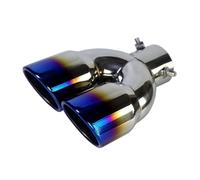Embout Echappement Universal 63mm d'entrée de voiture double-tonneau d'échappement arrière la queue tuyau noire Titanium Sortie en acier inoxydable Accessoires(Blue Z)