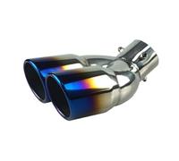 Embout Echappement Universal 63mm d'entrée de voiture double-tonneau d'échappement arrière la queue tuyau noire Titanium Sortie en acier inoxydable Accessoires(Blue W)