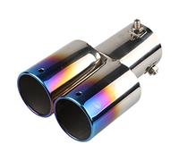 Embout Echappement Universal Slant Dual Outlet Embout d'échappement de Voiture Silencieux en Acier Inoxydable Silencieux Sifflet sonore Silencieux Tuyau d'échappement Sortie Echappement Voiture(D)