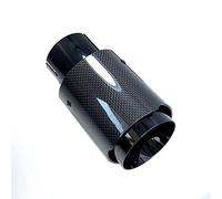 Embout Echappement Voiture Universal Modiflcation Tuyau D'échappement Simple En Acier Inoxydable Full Carbon Logo Glossy Black Cover Pointe De Silencieux For Toute(60-76mm)