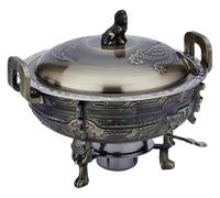Embout en cuivre, marmite au charbon de bois chinois for la cuisson style antique gaufré, flacon hanche, chaufferie, ustensiles cuisine(Bronze,25cm)