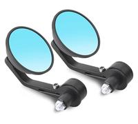 embout guidon rétroviseur Pour Aile Rétroviseur Rétroviseurs 7/8" Ronds Arrière D'embout De Guidon Moto Scooters Latéral Vue(2 Pieces Blue lens)