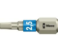 Embout inoxydable 1/4" DIN 3126 C6,3 à six pans creux 2,5x25mm Wera