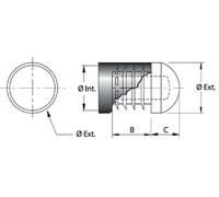 Embout intérieur rond plastique noir 16mm - - 16-16/1
