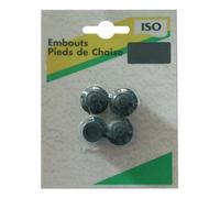 Embout patin pied de chaise - caoutchouc - noir - 10 mm - sachet de 4