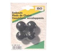 Embout patin pied de chaise - caoutchouc - noir - 16 mm - sachet de 4