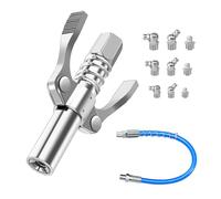 Embout Pompe a Graisse, Double Poignée G Coupler Embout avec Tuyau 30 cm, Pompe à Graisse Pistolet avec M6 M8 M10 Raccords Graisse Raccord D‘Embout de Pistolet à Graisse pour Tous Types
