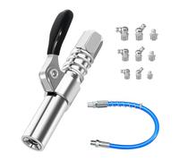 Embout Pompe a Graisse, Poignée G Coupler Embout avec Tuyau 30 cm, Pompe à Graisse Pistolet avec M6 M8 M10 Raccords Graisse Raccord D‘Embout de Pistolet à Graisse pour Tous Types