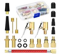 Embout Pompe Vélo, 21 Pièces Adaptateur de Valve de Vélo DV AV SV, Adaptateur de Valve Française, Adaptateur de Pneu Voiture, Compresseur Pompe à Air, Aiguille Gonflage Ballon, Kit Réparation Vélo (B)