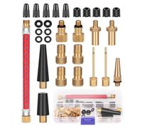 Embout Pompe Velo, 30 Pièces Embout Gonfleur Ballon, DV SV AV Adaptateur Pompe Velo avec Boîte de Rangement, pour Vélo, Pompe à Vélo et Compresseurs Pompes