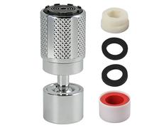 Embout Robinet Cuisine Chromé 360°, Économiseur d'Eau et Mousseur Robinet, Rotation à 360°, Compatible avec Robinets Standard