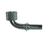 Embout SAE Femelle Tournant a Fond Plat Coudé 90°, 1/4" Ø Flexible, 9/16"-18 Filetage