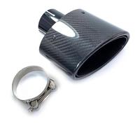 Embout Silencieux D'échappement Fibre Carbone Brillant Décoration Universelle Ovale Noir Inclinable 150 Mm Extrémités(ID 57-OD 150)
