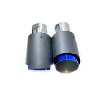 Embout Silencieux D'échappement Simple Acier Inoxydable 1 Pièce Bride Droite En Fibre Carbone Mate Bleu Pour Tout Type Voiture Extrémités Tuyau D'échappement Voiture(ID 86MM-OD 89MM)