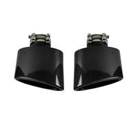 Embout Silencieux D'échappement Universel Fibre Carbone Brillant Voiture Décoration Ovale Acier Inoxydable Argenté 150 Mm Inclinable Gauche Droite(Bright Black-76.2mm)