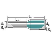 Weidmüller Embout câble H0,25/10 9025740000 – 0,25 mm² × 6 mm, part. isolé bleu‑clair, 500 pcs