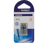 Tivoly Embout de vissage Torsion 11520220300 – Pozidriv N°3 25 mm Gris – Blister 2 pièces