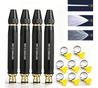 Embout Tuyau Arrosage Haute Pression, Buse d'Arrosage Réglable à Main pour Nettoyage du Jardin, Pelouse, Voiture - de Pulvérisation Résistant pour Tuyau de Jardin ((4 pièces + 8 serre-joints))