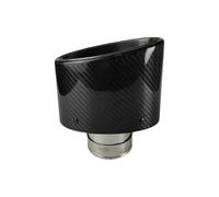 Embout Tuyau D'échappement Embout Silencieux D'échappement Universel Fiber Carbone Brillant Décoration Buse Tuyau Ovale Argent Inoxydable 150mm Voiture(Bright Black-76.2mm)