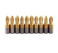 Embout Visseuse a Choc, 10 Pcs Embout Tournevis Magnétique PH2 Bit Embout Cruciforme, Titane revtu 1/4" Tige Hexagonale 25mm Longueur PH2 Tique Embouts de Tournevis S.2 Set