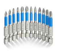 Embout Visseuse A Choc Cruciforme, 12pcs Embouts De Tournevis Aimanté | PZ1/2/3, PH1/2/3 50mm Pozidriv Embouts De Vissage Aux Chocs S2 Acier Allié Avec Tige Hexagonale 1/4" Pour Visseuse Tournevis