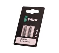 Embout Wera PH taille 2 longueur 25mm 1 / 4 pouce 6 pans C6,3 dur carte avec 2 pces 851 / 1 Z SB - 5073305001
