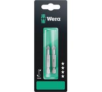 Embout Wera PH taille 3 longueur 50mm 1 / 4 pouce 6 pans E6,3 tenace forme torsion carte avec 2 pcs 851 / 4 TZ SB - 5134382001
