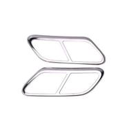 Embouts Couvercle Décoratif Pour Pot D'échappement De Voiture En Acier Inoxydable Avec Autocollants Pour Volvo Pour Xc60 2018-2023 Embout d'échappement pour voiture(Silvery)