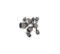 Embouts de Corde Lot de 50 embouts cordon en cuir 4/5/6/8/10 mm, fermoirs à perles for connecteurs rond, bijoux DIY(Metal Black,Inner Dia 5mm)