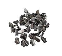 Embouts de Corde Lot de 50 fermoirs protection for cordons, rubans, clips en cuir, connecteurs for colliers et bracelets, fournitures fabrication bijoux(Black,6mm)