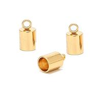 Embouts de cordon en acier inoxydable, PJ1 10 pièces en acier inoxydable cordon cuir embout perle boucle baril fermoir or 3/5/6mm TL715(6mm)