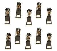 Embouts de cordon Zipcords, Extracteur de fermeture éclair en métal #5, 10 pièces, Kit réparation instantanée remplacement(Gold)