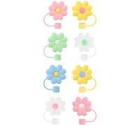 Embouts de Paille Réutilisables 10mm 8 Pièces, Silicone, Fleur | , Forme Fleur, Surface Lisse, Bureau et Pique-niques, Lot Décoratif