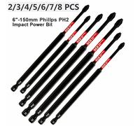 Embouts de tournevis PZ2 150mm en acier S2, embouts de tournevis Pozidriv extra longs, embouts de perceuse à tige hexagonale 1/4 pour outils électriques, 2/4/8 pièces 8Pcs
