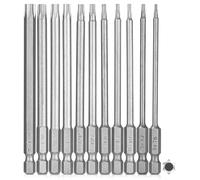 Embouts de tournevis Torx magnétiques 1/4" x 100 mm, Embouts Longs Torx pour Tournevis et visseuse électrique, Tige hexagonale de 1/4" Tailles T6 à T40 (11 pièces 100mm)