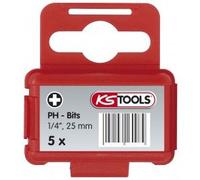 KS Tools 911.2202 - Boîte de 5 Embouts de Vissage PHILLIPS®, L.25 mm - 1/4'' - PH1 - En Acier Spécial